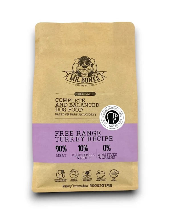 mr bones dry barf free range turkey - posusena surova hrana za pse - puran